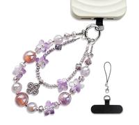 TOBLEEY Crystal Cell Phone Wrist Strap Flower PhoneCharm Beaded phone Lanyard Hands-Free Wristlet Bracelet Wrist Grip Strap for Women