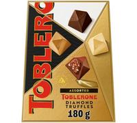 Toblerone Assorted Diamond Chocolate Truffles, Includes Milk, Dark & Golden Caramel Praline Truffles, Christmas Treat for Gifting, 180 g (Pack of 1)