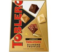 Toblerone Diamond Truffles Assorted Chocolate Gift Box 180g, Milk, Dark, White, and Golden Caramel