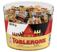Toblerone Extra Large Tub, Assorted Milk, White & Dark Chocolate, 904 g | Individually Wrapped Tiny Toblerones in Assorted Flavours, Ideal for Sharing or Gifting, Iconic Chocolate Experience