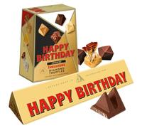 Toblerone Happy Birthday Chocolate Bundle 340g Bar & Truffles | Milk, Dark, White & Caramel, Assorted Diamond Truffles, Swiss Milk Chocolate, Festive Birthday Sleeve