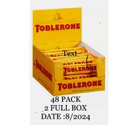 Toblerone Milk Chocolate Bars with Honey and Almond Nougat 48 x 35g -DATE: 1/26