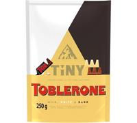Toblerone Tiny's Milk, White & Dark Chocolates with Nougat, 250 g (1-Pack) | Tiny Variety Pack of Milk, White & Dark Chocolates with Almond Nougat, Perfect for Gifting or Sharing