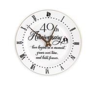 TOBOHU 40th Anniversary Porcelain Clock with Gold Trim, 40 Year Wedding Gifts Idea for Parents, Unique Golden Anniversary decorations for Him, Her, Husband or Wife - 10 inch