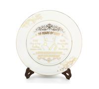 TOBOHU 50th Anniversary Gold Porcelain Decorative Plate with Wooden Display Stand -23CM, 50 Years Wedding Gifts Idea for Parents, Unique Golden Anniversary Decorations for Him, Her, Husband or Wife