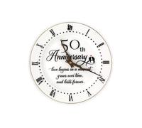 TOBOHU 50th Anniversary Porcelain Clock with Gold Trim, 50 Year Wedding Gifts Idea for Parents, Unique Golden Anniversary decorations for Him, Her, Husband or Wife - 10 inch