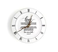 TOBOHU Love Never Fails Porcelain Clock with Gold Foil, Christian Gift Idea for Wedding Anniversary, Perfect for Decorating Home, Kitchen, Living Room, Farmhouse Wall Clock Decoration -10 inch