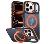 TOBOVON for iPhone 17 Pro Case with 360 Magnetic Ring Stand, Fit MagSafe, Military-Grade Shockproof Protection, Non-Slip Slim Translucent Protective Phone Cover, Orange