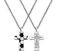 Tobubbmole Joshua 1 9 Be Strong Soccer Cross Necklace Keychain Christian Sport Jewelry for Men, Middle, Stainless Steel, No Gemstone