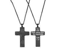 Tobubbmole Sport Cross for with God Nothing Shall be Impossible Cross Necklace, Stainless Steel, No Gemstone