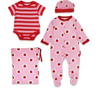 Toby Tiger Apple Print Baby Gift Set in Pink | Size: 6-12 m Toby Tiger Pink 6-12 m