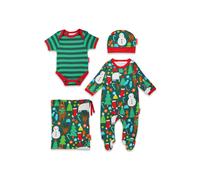 Toby Tiger Christmas Bear Print Baby Gift Set in Green | Size: 0-3 m Toby Tiger Green 0-3 m