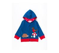 Toby Tiger Floral Mushroom Applique Hoodie in Blue | Size: 12-18 m Toby Tiger Blue 12-18 m