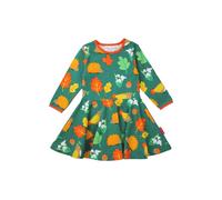 Toby Tiger Girl's Autumn Print Skater Dress in Green | Size: 4-5 Years Toby Tiger Green 4-5 Years