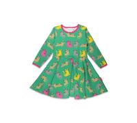 Toby Tiger Girl's Kitten Print Skater Dress in Green | Size: 2-3 Years Toby Tiger Green 2-3 Years