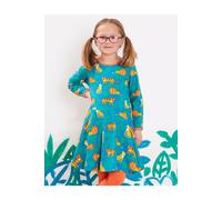 Toby Tiger Girl's Wild Cats Print Skater Dress in Green | Size: 12-18 m Toby Tiger Green 12-18 m