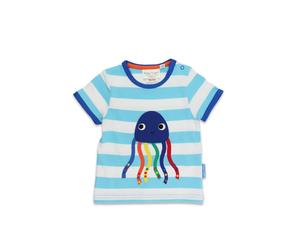 Toby Tiger Jellyfish Applique Short-Sleeved T-Shirt in Blue | Size: 3-4 Years Toby Tiger Blue 3-4 Years