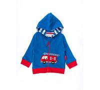 Toby Tiger Kids 100% Cotton Fire Engine Applique Hoodie -