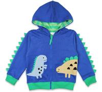 Toby Tiger Tonal Dinosaur Applique Hoodie in Blue | Size: 3-4 Years Toby Tiger Blue 3-4 Years