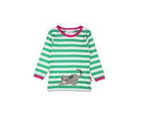 Toby Tiger Kitten Applique Long-Sleeved T-Shirt in Green | Size: 3-4 Years Toby Tiger Green 3-4 Years