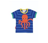 Toby Tiger Octopus Applique Dark Blue Striped Short-Sleeved T-Shirt | Size: 18-24 m Toby Tiger Blue 18-24 m