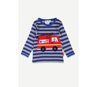 Toby Tiger Organic Blue Fire Engine Applique Long-Sleeved T-Shirt - 3-4y / 104cm