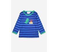 Toby Tiger Organic Blue Tonal Dinosaur Applique Long-Sleeved T-Shirt - 4-5y / 110cm