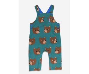 Toby Tiger Organic Brown Bear Print Dungarees - 2-3y / 98cm