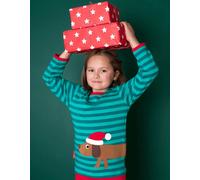 Toby Tiger Organic Christmas Dog Applique Long-Sleeved T-Shirt - 6-12m / 80cm