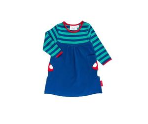 Toby Tiger Organic Floral Mushroom Applique Dress 2-3y 98cm Blue