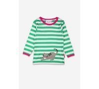 Toby Tiger Organic Green Kitten Applique Long-Sleeved T-Shirt - 12-18m / 86cm