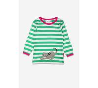 Toby Tiger Organic Green Kitten Applique Long-Sleeved T-Shirt - 2-3y / 98cm