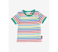 Toby Tiger Organic Green Rainbow Stripe Print Short-Sleeved T-Shirt - 6-12m 80cm