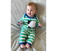Toby Tiger Organic Hillside Sheep Applique Sleepsuit - 0-3m / 56cm