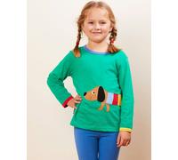 Toby Tiger Multi Sausage Dog Applique Long-Sleeved T-Shirt in Green | Size: 18-24 m Toby Tiger Green 18-24 m