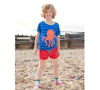 Toby Tiger Organic Octopus Applique Dark Blue Striped Short-Sleeved T-Shirt - 18-24m / 92cm