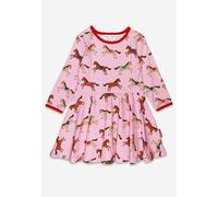 Toby Tiger Organic Pink Horse and Pony Print Skater Dress - 7-8y / 128cm