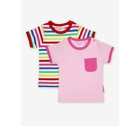 Toby Tiger Organic Pink Multi Stripe 2-Pack Short-Sleeved T-Shirt - 1-2y / 92cm