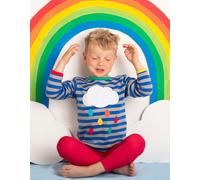 Toby Tiger Organic Rainbow Raindrop Cloud Applique Long-Sleeved T-Shirt - 3-6m / 68cm
