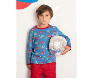Toby Tiger Organic Space Print Long-Sleeved T-Shirt - 3-6m / 68cm