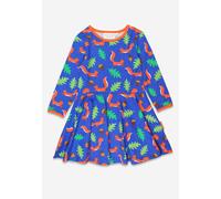 Toby Tiger Squirrel Print Long-Sleeved Skater Dress in Blue | Size: 5-6 Years Toby Tiger Blue 5-6 Years