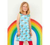 Toby Tiger Organic Turquoise Rainbow Print Summer Dress - 12-18m / 86cm