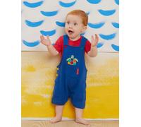 Toby Tiger Organic Turtle Applique Dungaree Shorts - 3-4y / 104cm