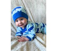 Toby Tiger Organic Whale Waves Print Baby Gift Set - 3-6m / 68cm