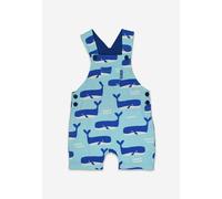 Toby Tiger Organic Whale Waves Print Dungaree Shorts - 3-4y / 104cm