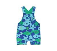 Toby Tiger Sea Creature Print Dungaree Shorts in Blue | Size: 3-4 Years Toby Tiger Blue 3-4 Years
