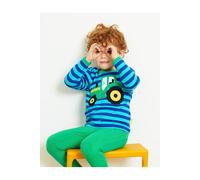 Toby Tiger Tractor Applique Long-Sleeved T-Shirt in Blue | Size: 5-6 Years Toby Tiger Blue 5-6 Years