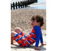 Toby Tiger Whale Waves Print Kids' Rash Vest - 5-6y / 116cm