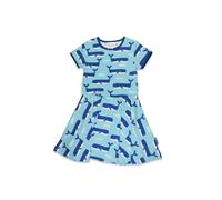 Toby Tiger Whale Waves Print Short Sleeved Skater Dress | Size: 3-4 Years Toby Tiger Multicolor 3-4 Years