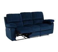 Toby Velvet 3 Seater Recliner Sofa in a Box- Navy
